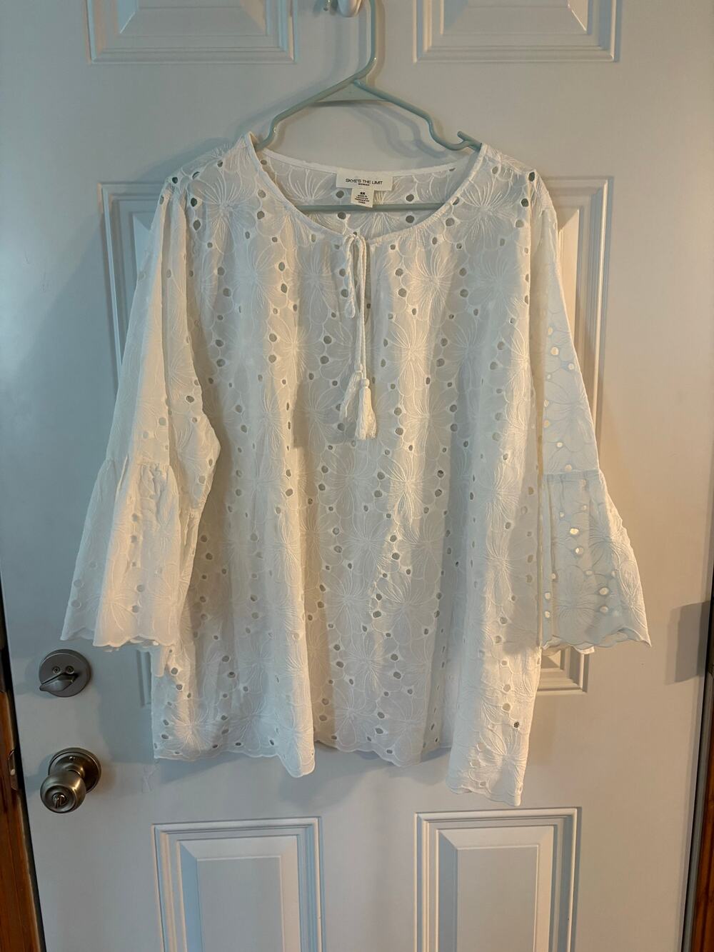 Skye’s The Limit White Eyelet Top - 3X - Flare Sleeve